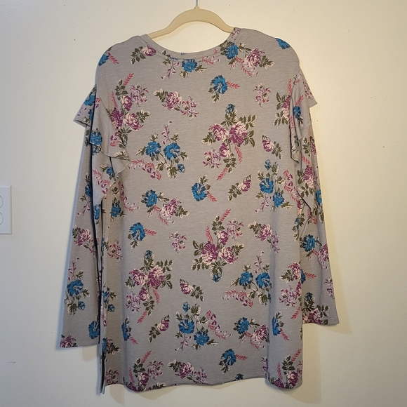 Lane Bryant (Women's 14/16) Floral Long Sleeve Ruffle Long-line Tunic Top - Picture 4 of 7